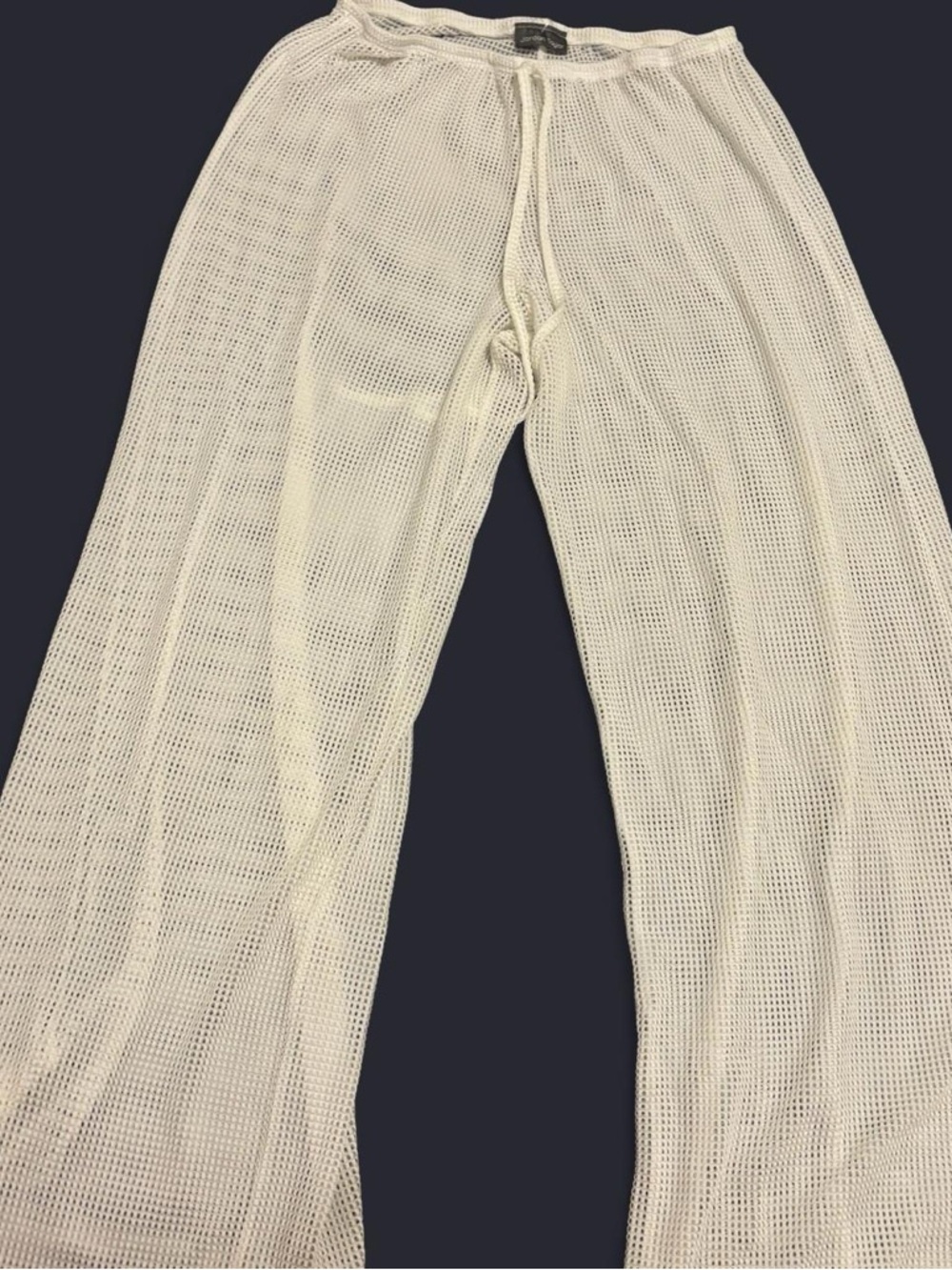 White Mesh pants sheer y2k Drawstring Pants